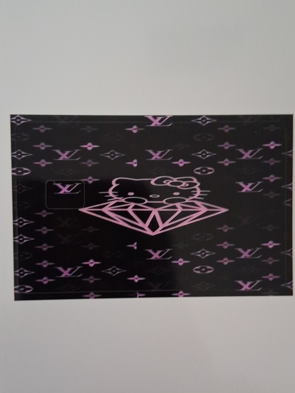 Louis Vuitton Black Card Sticker with Pink Hello Kitty Diamond Motif